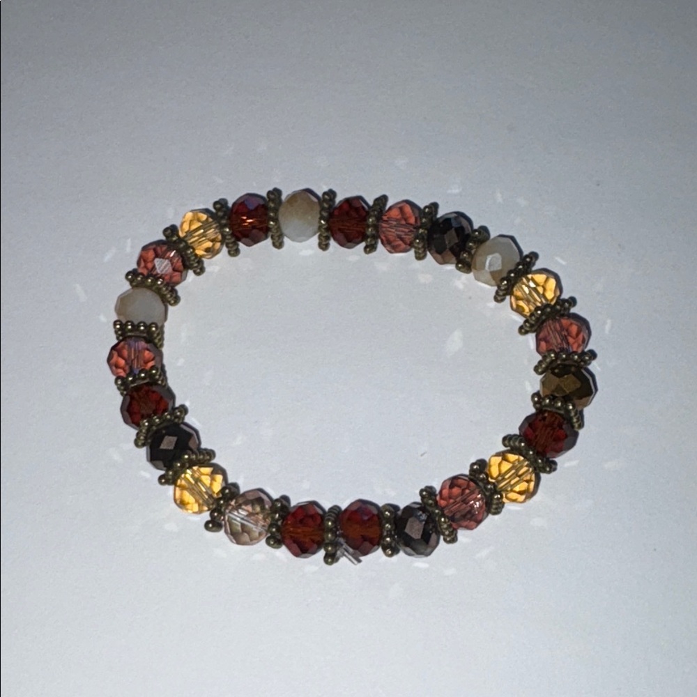 Elegant Beaded Bracelet - Bronze, Gold and Brown tones